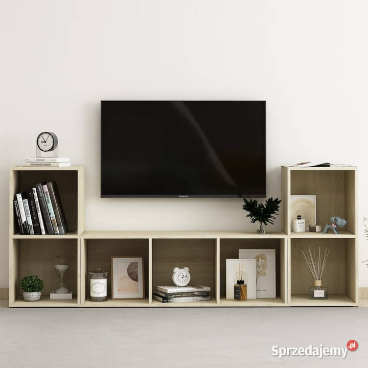 3cz zestaw szafek TV dąb sonoma płyta wiórowa