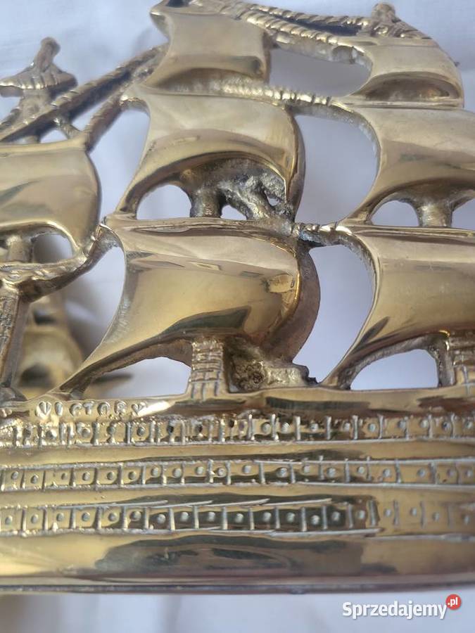 Antyk Podpórki do książek OKRĘT VICTORY mosiądz Antyki Łódź sprzedam