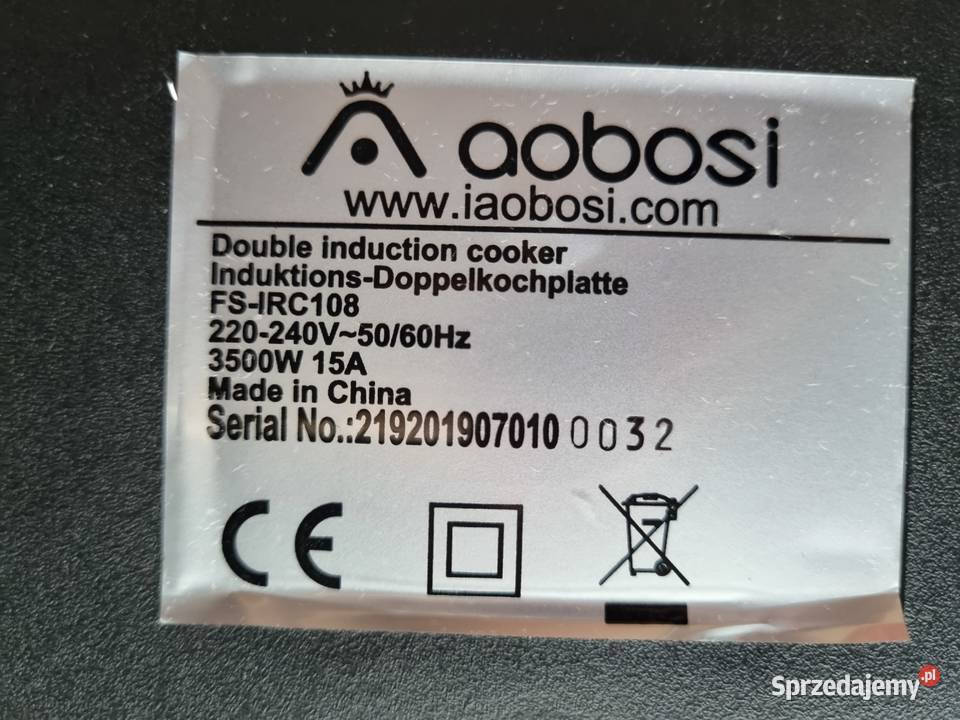 płyta grzewcza wydajna indukcyjna Aobosi wolnostojące Bydgoszcz