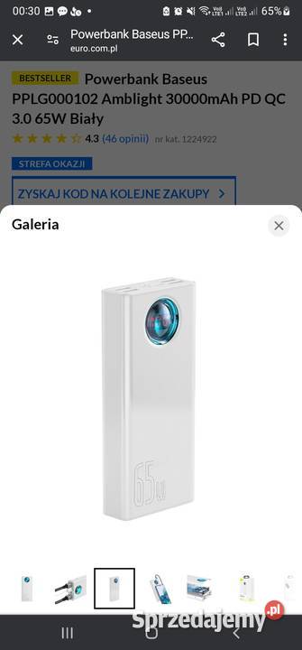 Powerbank Baseus PPLG000102 30000mAh PD QC 30 Bydgoszcz sprzedam