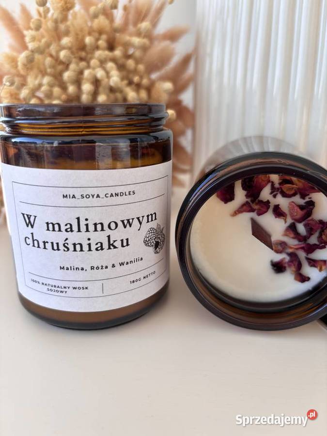 Hit Świeca sojowa W MALINOWYM CHRUŚNIAKU Świece Radzymin