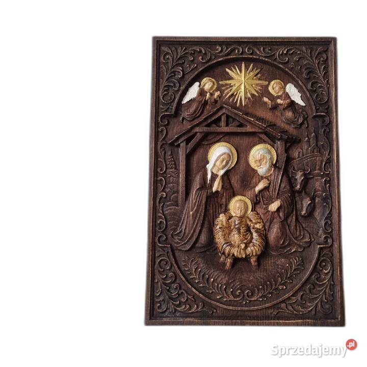 Ręcznie malowany relief przedstawiający Boże Malechowo