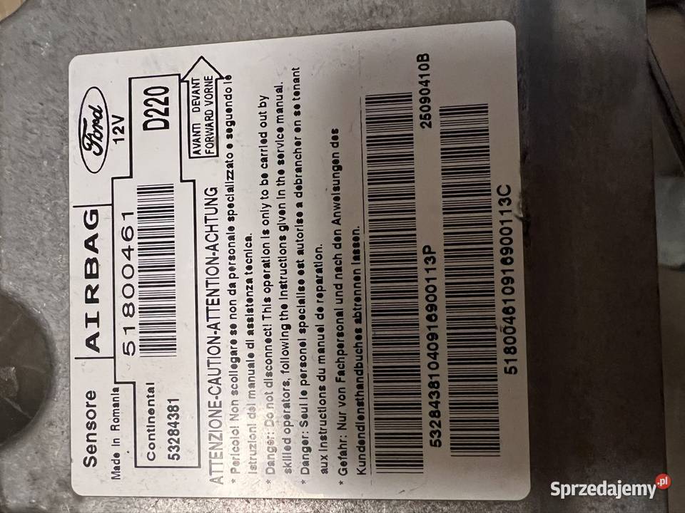 Ford Ka mk2 airbag sensor osobowe dolnośląskie Bielany Wrocławskie
