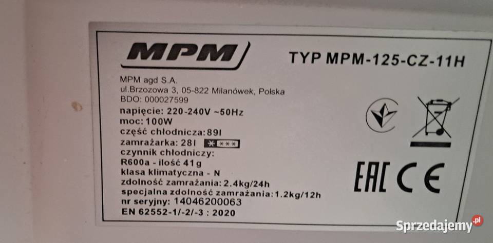 Lodówka Lodówko zamrażarka wolnostojące Łódź