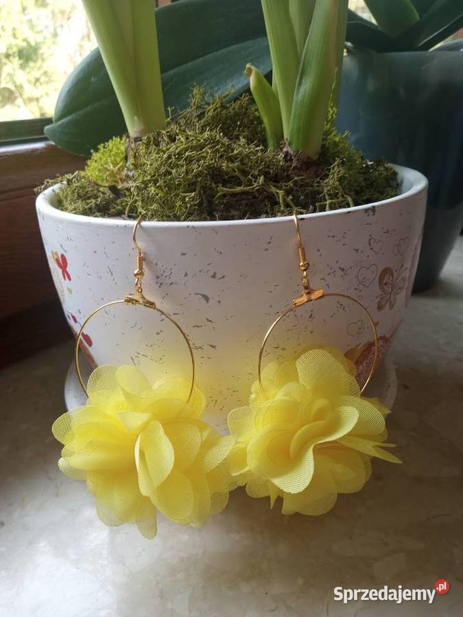 Kolczyki kwiaty żółte Świerklany