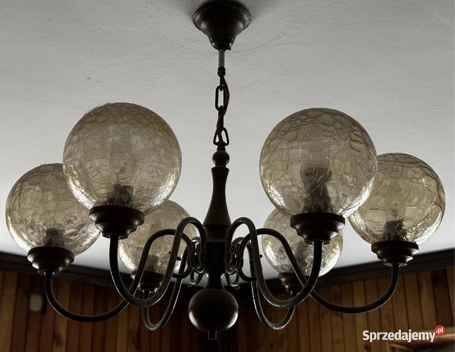 Mosiężny żyrandol retro vintage Babice