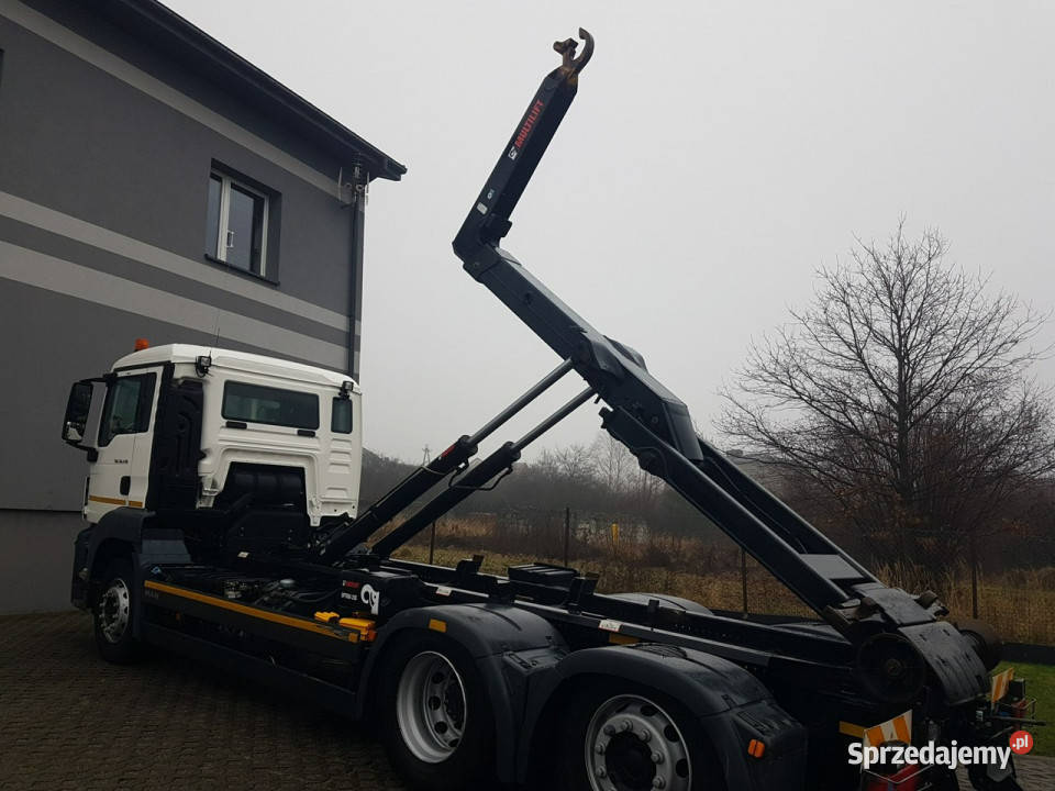 MAN TGS 26430 3 OSIE HAKOWIEC MULTILIFT OPTIMA blokada mostu Poręba