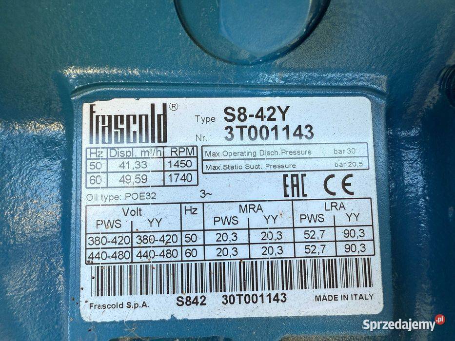 Sprężarka Frascold S842Y 4133 m3h Paczków sprzedam