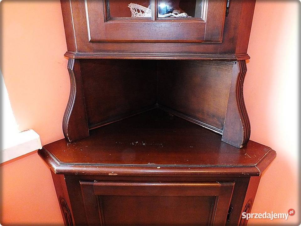 Stara Witryna narożna drewniana Gablota 210cm Meble Żary