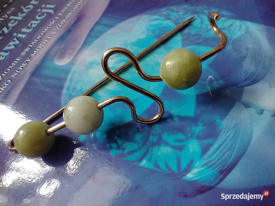 Efektowna broszka mosiądz złota naturalne Rękodzieło