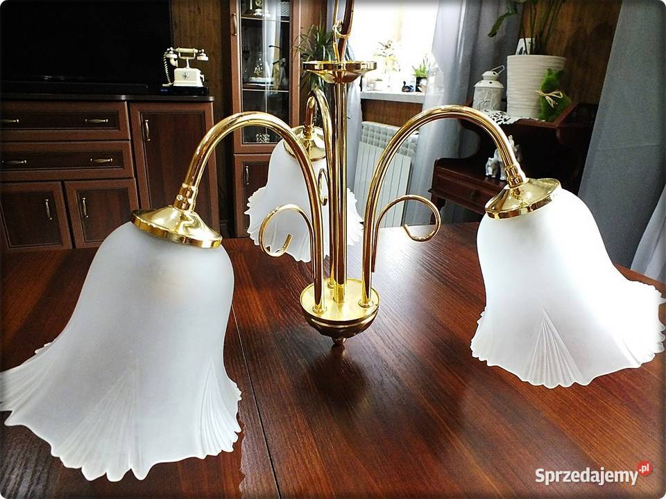 Złoty Żyrandol 3 ramienny Lampa wisząca sufitowa lubuskie Żary sprzedam