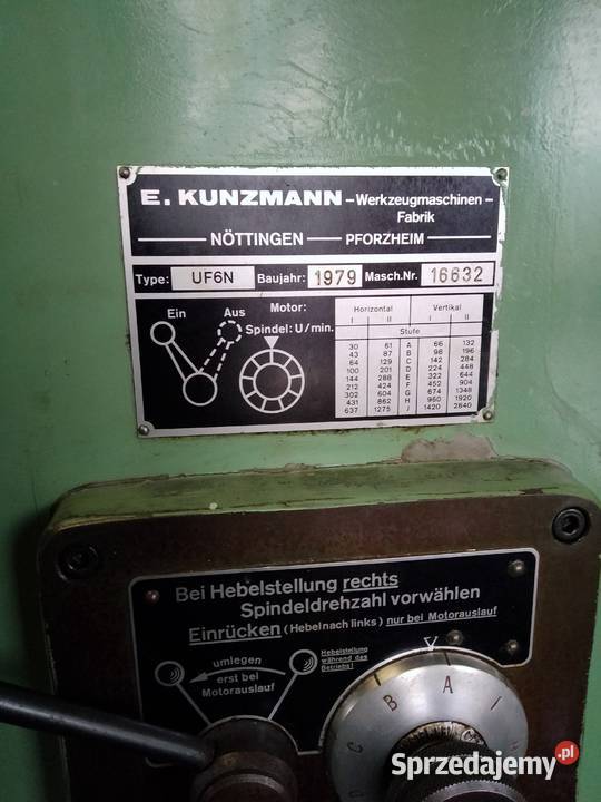 Frezarka do metalu Kunzmann UF6N Frezarki i strugi Wykroty