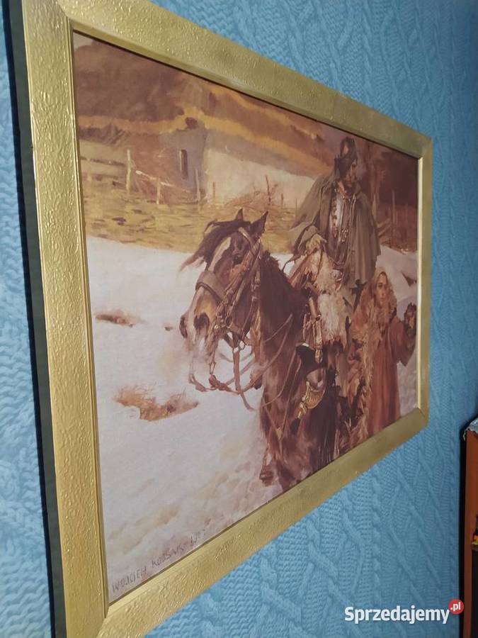 Sprzedam duży obraz Kossak Wojciech na płótnie Tarnowskie Góry