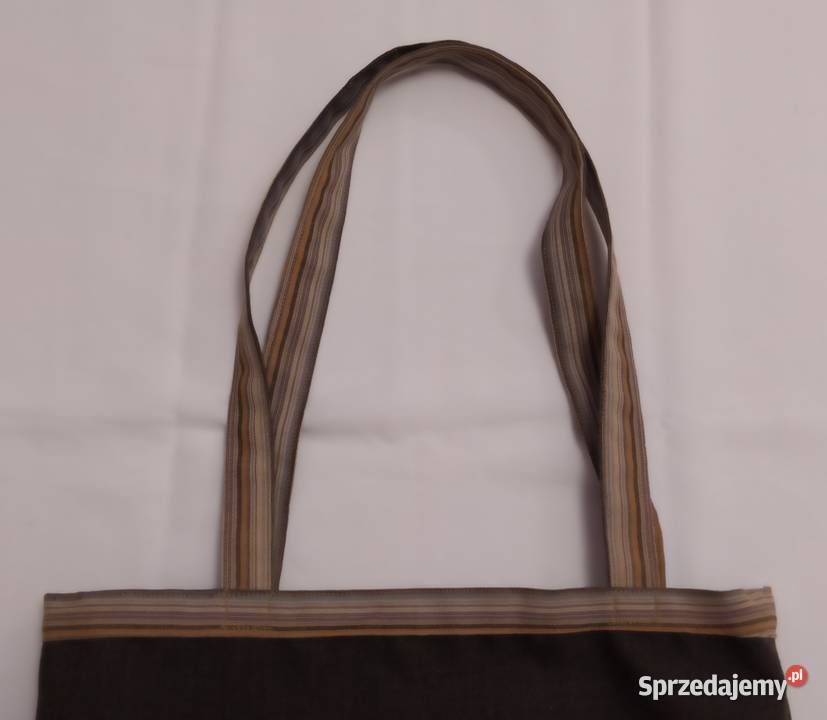 Torba LONG HANDLES brązowa KWADRATY Na ramię  Hajnówka