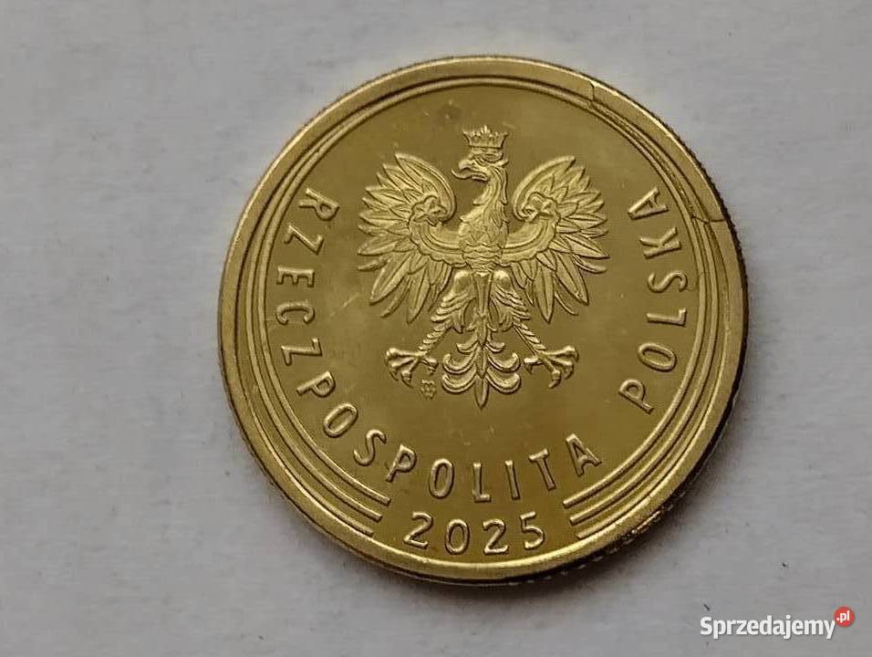 Moneta 5 groszy 2025 z błędem tłoczenia Warszawa