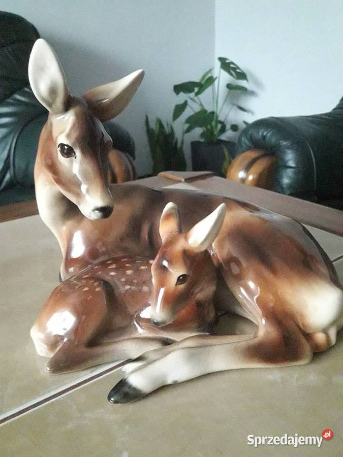 Jeleń z płowym wiedeńska ceramika artystyczna Janów Lubelski sprzedam