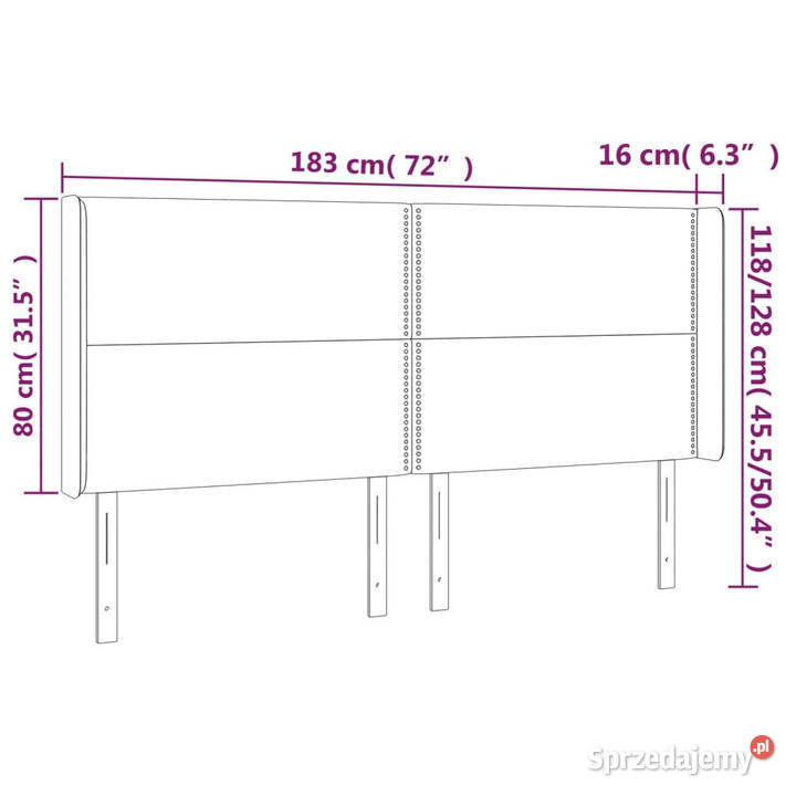 Zagłówek do łóżka z LED szary 183x16x118128 Warszawa