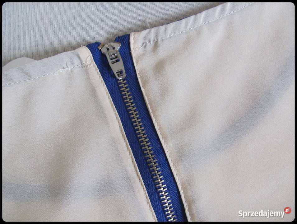 Bluzka trójkolorowa lekka 38 M zamek na karku Płock