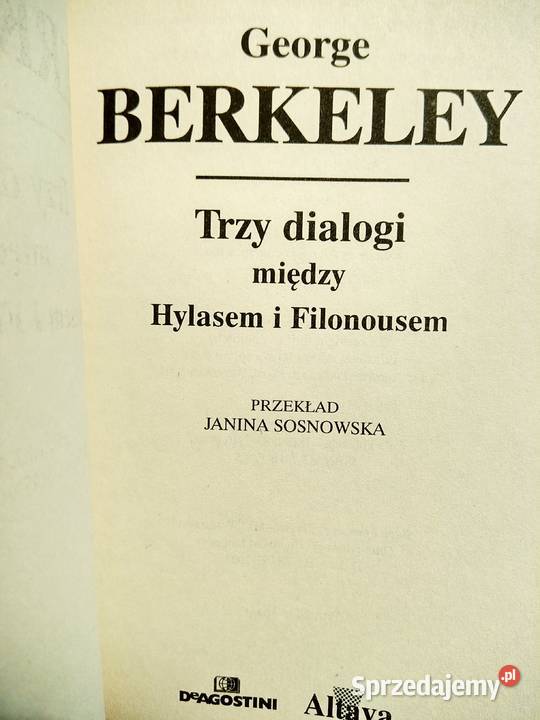 Berkeley Trzy dialogi filozofia książki Bródno Warszawa