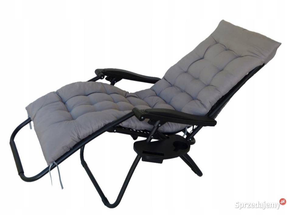 Leżak ogrodowy Fotel plażowy szary z poduszką i