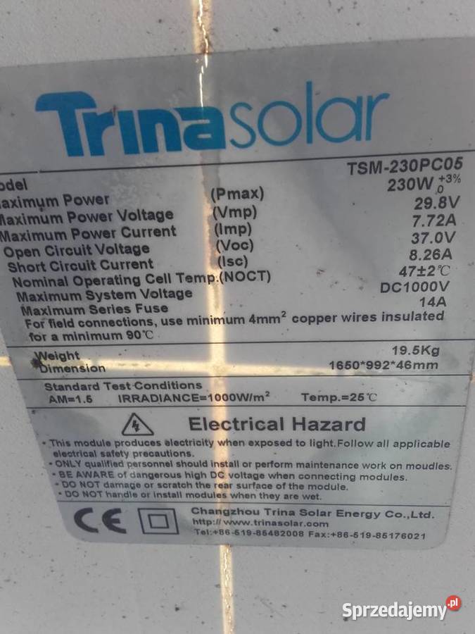 Panel fotowoltaiczny Trina Solar 230W Łódź