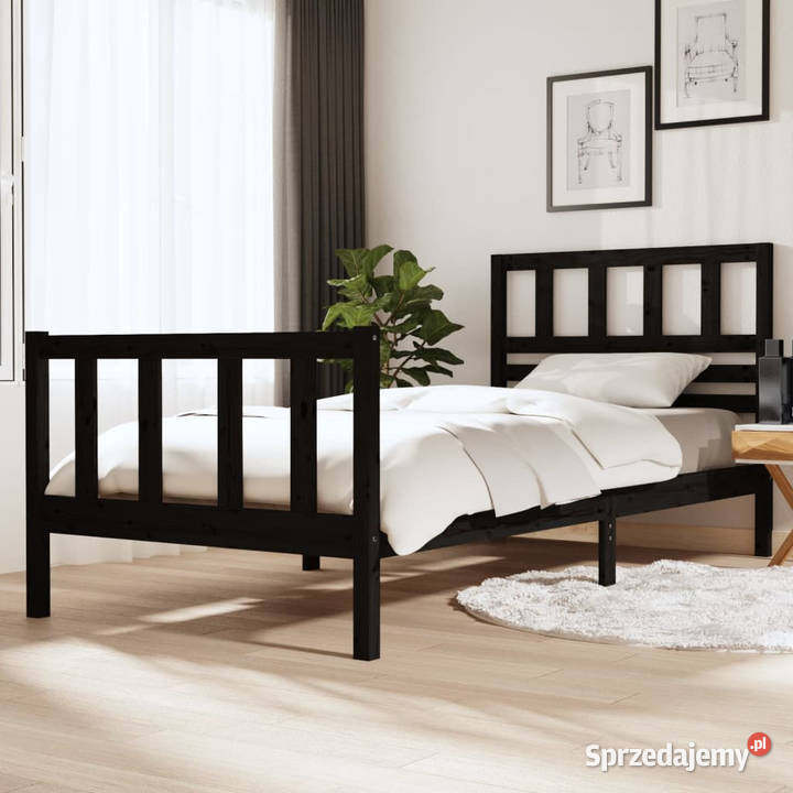 Rama łóżka czarna lite drewno 100 x 200 Warszawa sprzedam