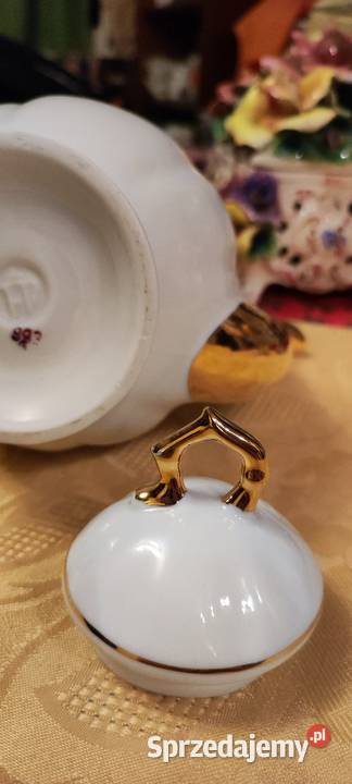 Niewielki zgrabny dzbanek biel bordo złoto Wrocław