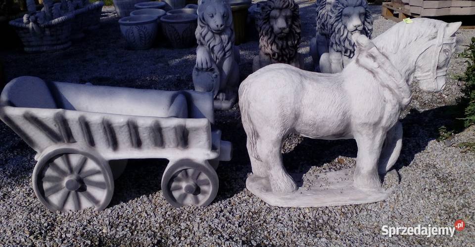 FIGURKA OGRODOWA betonowa rzeźba KOŃ Z WOZEM Z79 Nysa