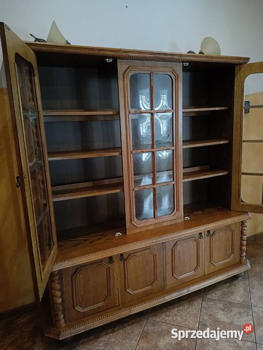 Witryna dębowa przeszklona z szafką RTV Lipno