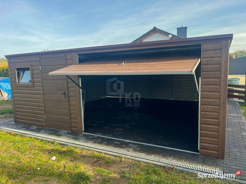 Garaż blaszany 55x6m brama uchylna drzwi okno Białystok