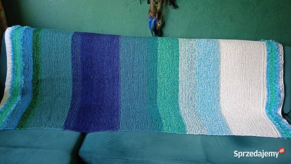 DUŻY CIEPŁY PLED Z WŁÓCZKI moje rękodzieło Rozmiar 200x200 wielkopolskie Piła