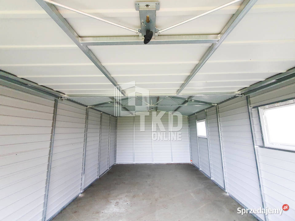 Garaż Blaszany 35x6 Brama Antracyt jasny orzech Szczecinek