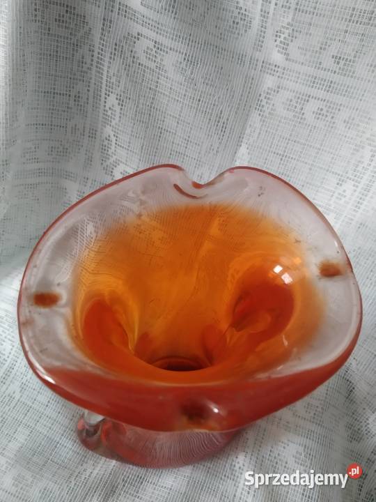 Wazon szklany PŁETWA REKINA pomarańczowyHuta Katowice