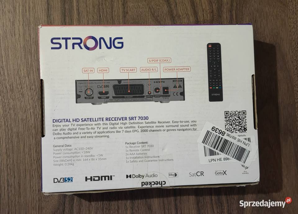 Dekoder Satelitarny HD Strong SRT 7030 DVBS2 mazowieckie Warszawa
