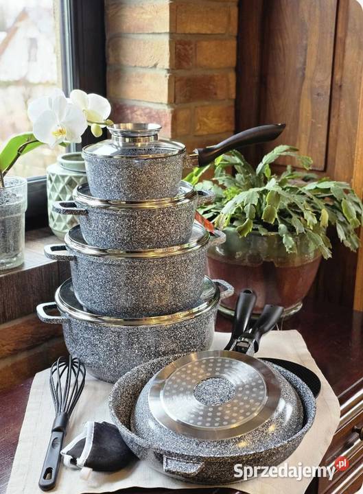 369 Zestaw garnków Zilner marmurkowe szare 15 Zabrze