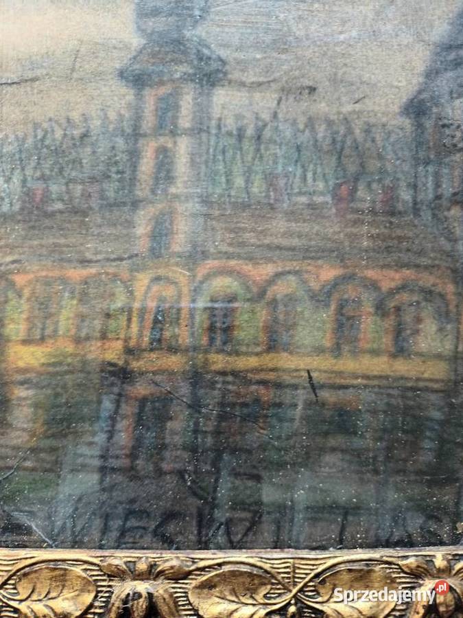 Stara akwarela pejzaż Malarstwo Malbork