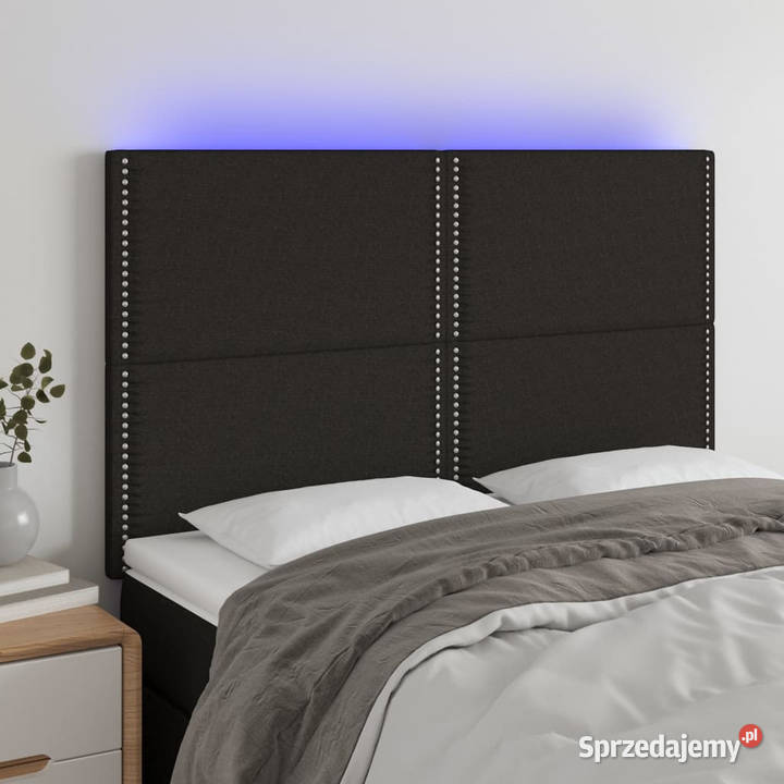 Zagłówek do łóżka z LED czarny 144x5x118128 Meble