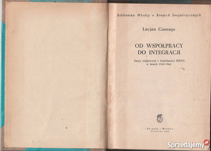 01952 WSPÓŁPRACY DO INTEGRACJI ZARYS ORGANIZACJI politologia, stos. międzynarodowe Czyrna