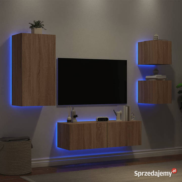4cz zestaw ściennych mebli TV z oświetleniem LED
