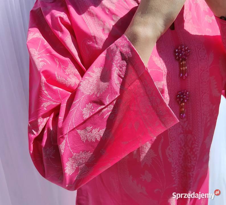 Tunika orientalna S 36 M 38 różowa czarna chusta Bluzki i koszule Szczecin