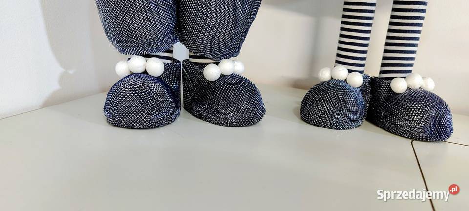 Skrzaty świąteczne krasnale gnomy para srebrny Lipnica