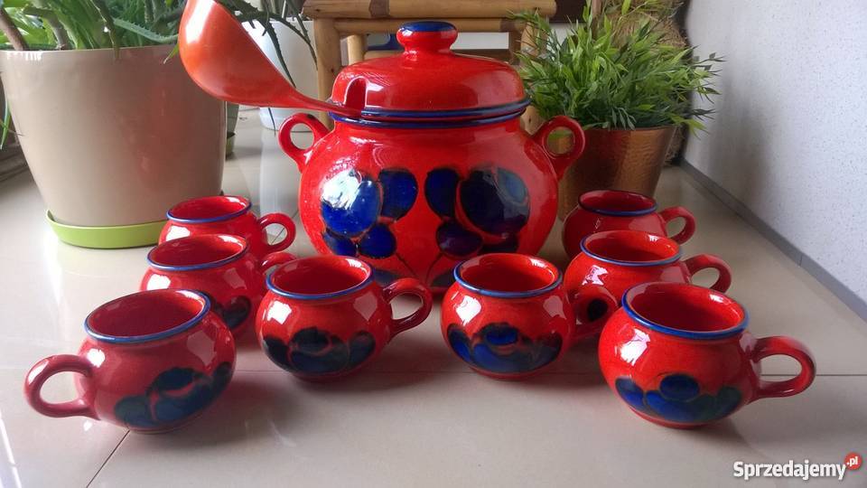 Zestaw ceramiczny do ponczu odcienie czerwieni Piotrków Trybunalski sprzedam