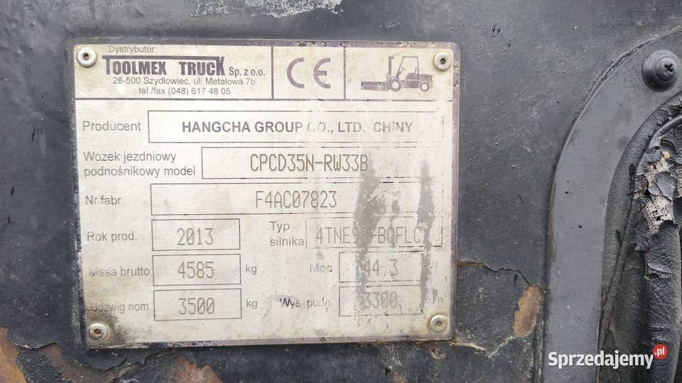 Sprzedam wózek widłowy Hangcha CPCD35N 35t Gorzyce