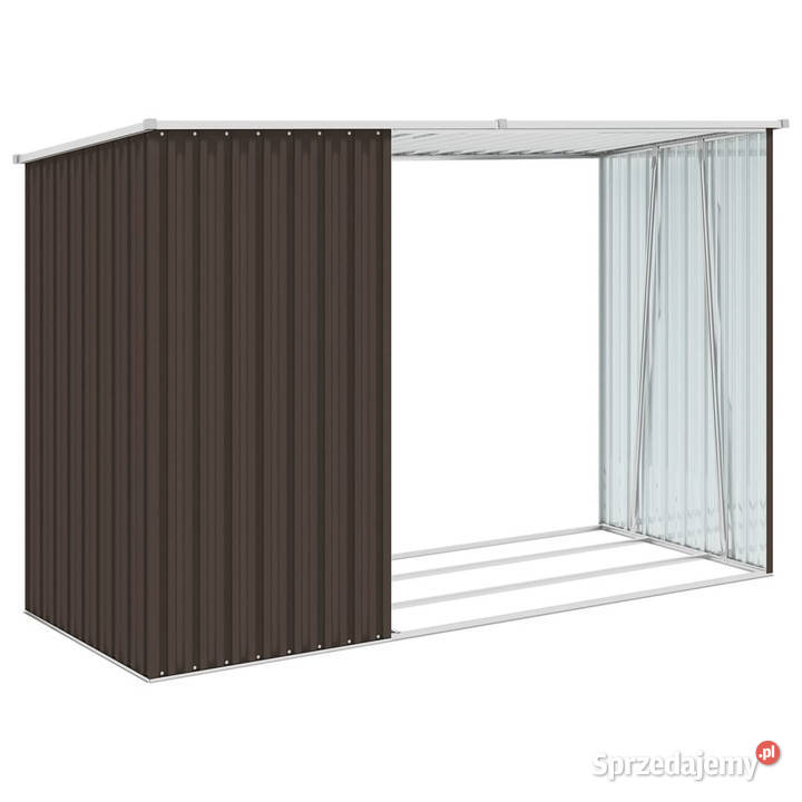 Szopa z wiatą na drewno brązowa 245x98x159 stal Warszawa