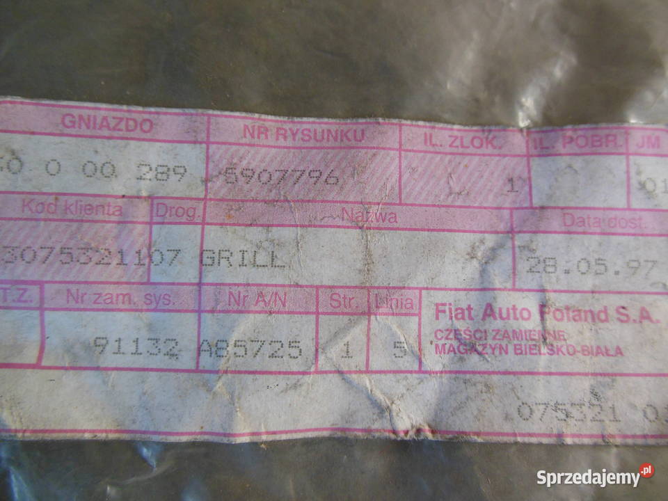 SIATKA NA SIEDZENIA FIAT ULYSSE KOD 5907796 NOWA osobowe Kozy