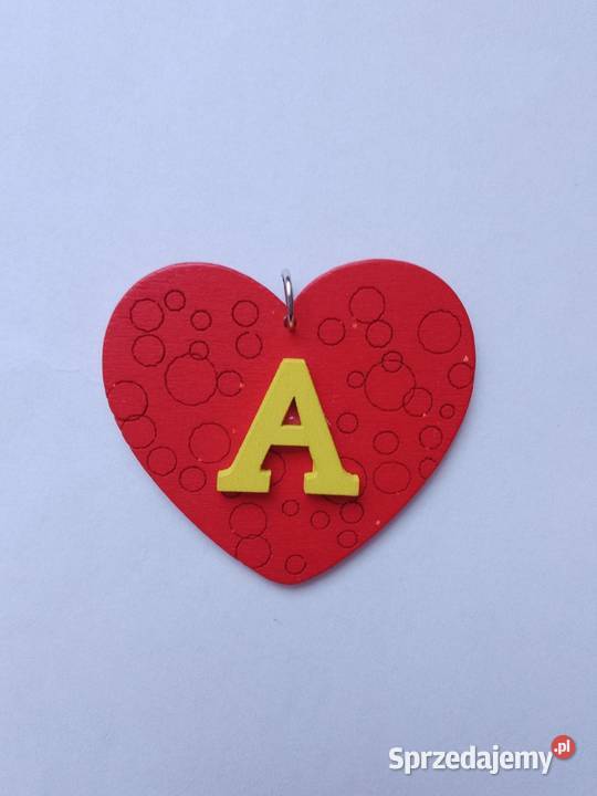 Drewniane serduszko zawieszka z literką
