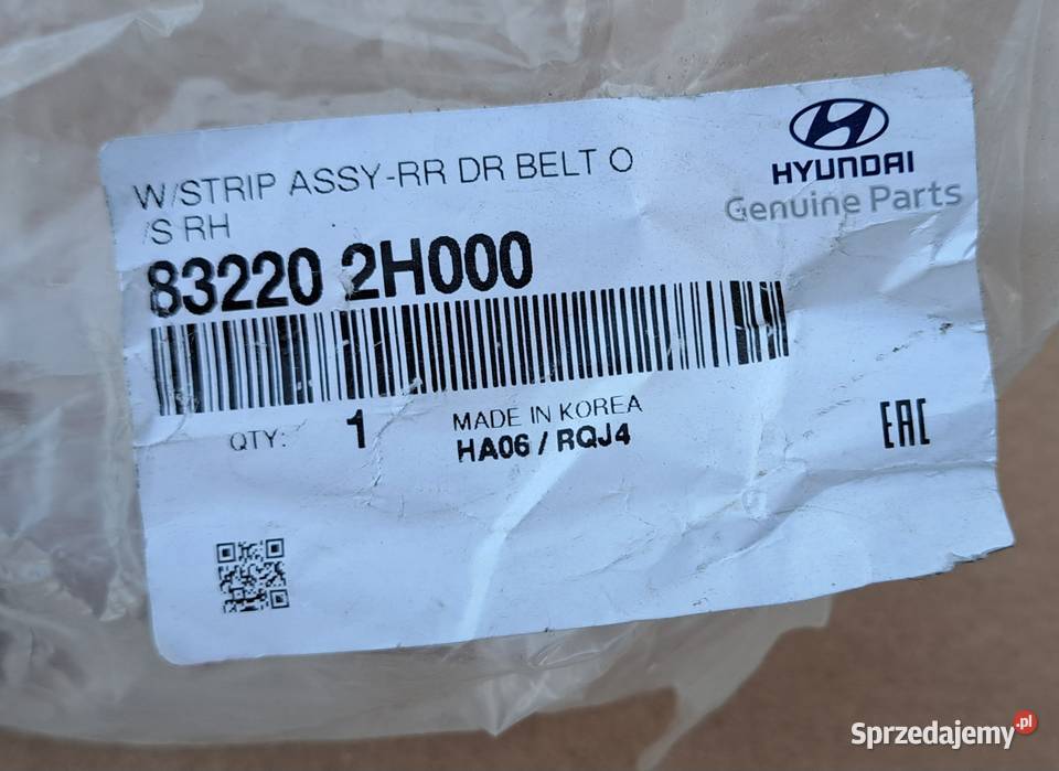Uszczelka Zgarniająca Szyby Tył Prawa Hyundai Mielęcin
