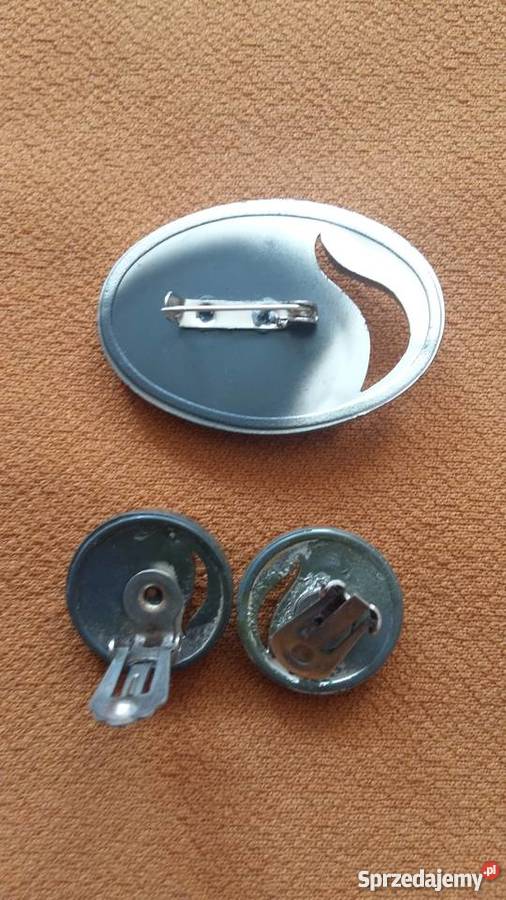 Komplet broszka i klipsy białe ze srebrnym łódzkie Łódź sprzedam