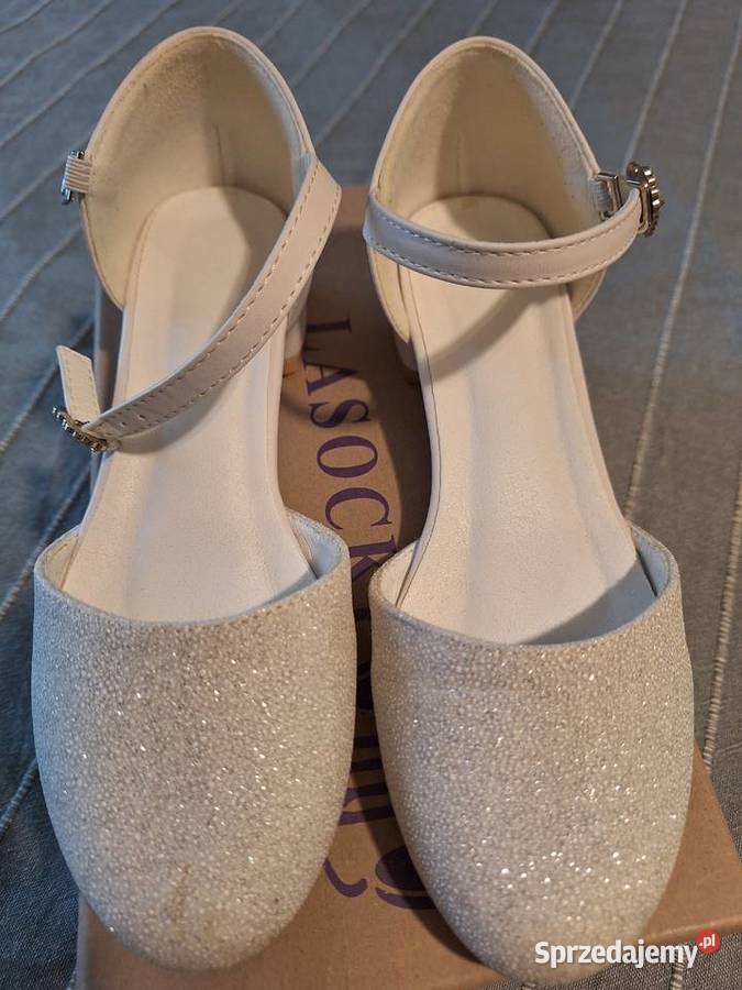 Buty białe błyszczące brokatem Trzewiki i półbuty Kraków sprzedam