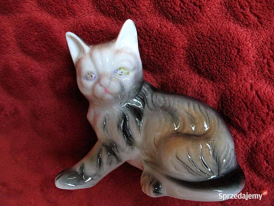 Kot mały uroczy kotek Figurka stara porcelana 9 wielokolorowy mazowieckie Siedlce